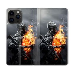 Housse Cuir Portefeuille Pour Iphone 16 Pro Call Of Duty Squelette