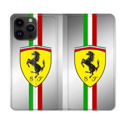 Housse Cuir Portefeuille Pour Iphone 16 Pro Ferrari Ligne