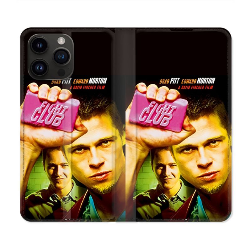 Housse Cuir Portefeuille Pour Iphone 16 Pro Fight Club Affiche