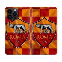 Housse Cuir Portefeuille Pour Iphone 16 Pro Foot As Roma