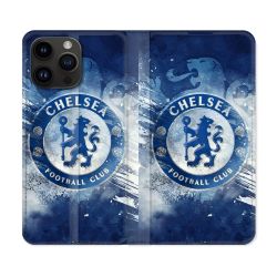 Housse Cuir Portefeuille Pour Iphone 16 Pro Foot Chelsea