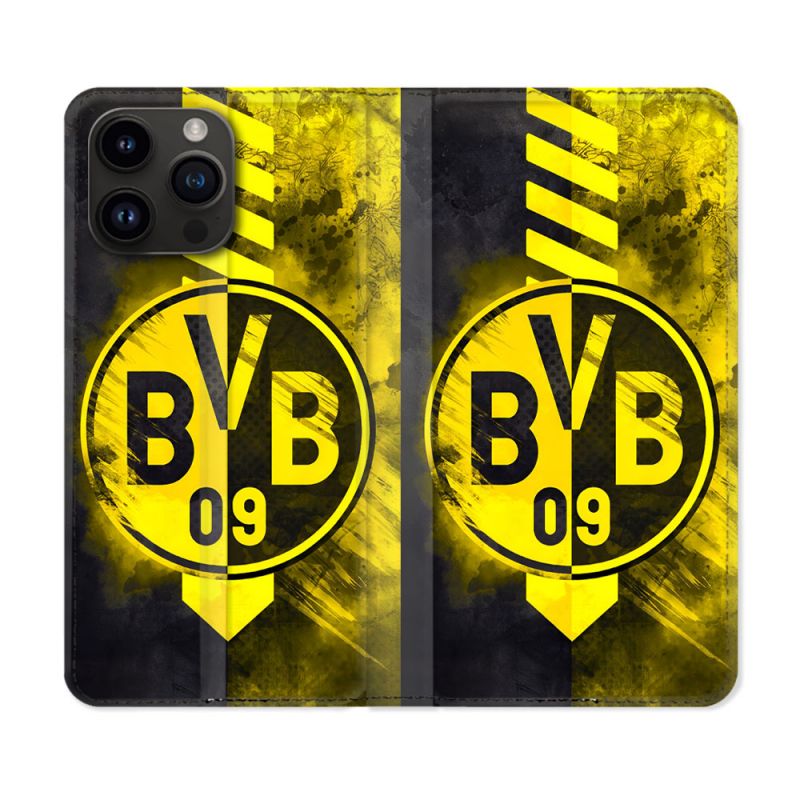 Housse Cuir Portefeuille Pour Iphone 16 Pro Foot Dortmund