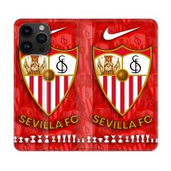 Housse Cuir Portefeuille Pour Iphone 16 Pro Foot FC Sevilla