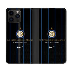Housse Cuir Portefeuille Pour Iphone 16 Pro Foot Inter Milan