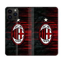 Housse Cuir Portefeuille Pour Iphone 16 Pro Foot Milan AC