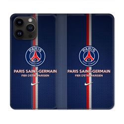 Housse Cuir Portefeuille Pour Iphone 16 Pro Foot PSG Fier