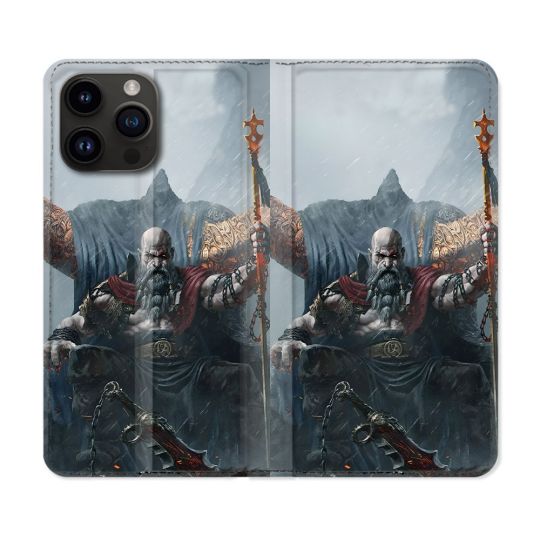 Housse Cuir Portefeuille Pour Iphone 16 Pro God Of War