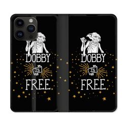 Housse Cuir Portefeuille Pour Iphone 16 Pro Harry Potter Dobby Free Noir