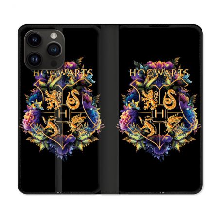 Housse Cuir Portefeuille Pour Iphone 16 Pro Harry Potter Hogwarts