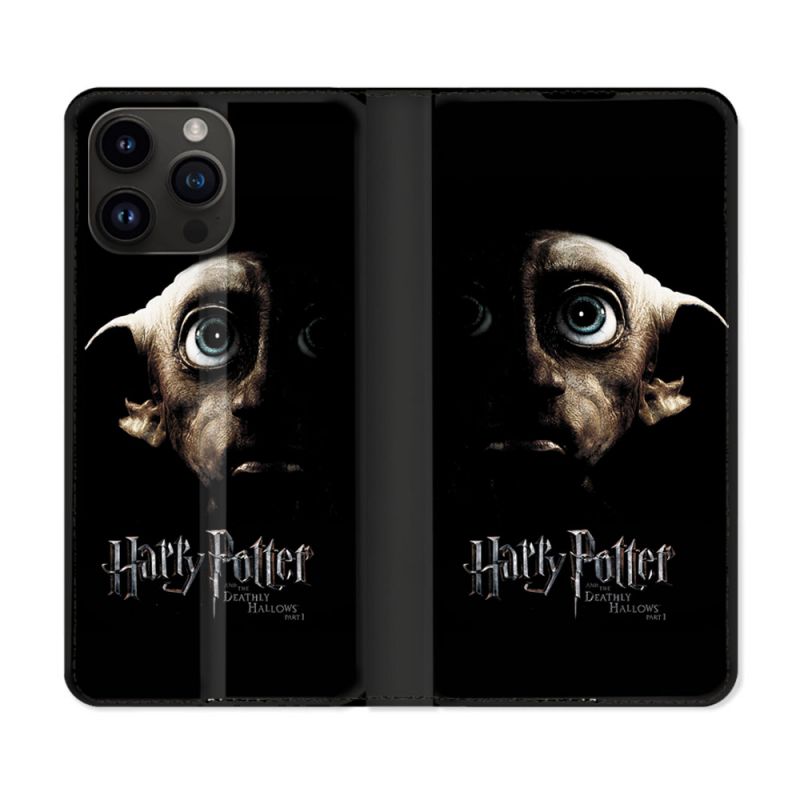 Housse Cuir Portefeuille Pour Iphone 16 Pro Harry Potter Hollows Dobby