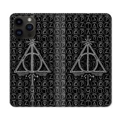 Housse Cuir Portefeuille Pour Iphone 16 Pro Harry Potter Hollows Triangle Noir