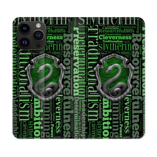 Housse Cuir Portefeuille Pour Iphone 16 Pro Harry Potter Serpentar