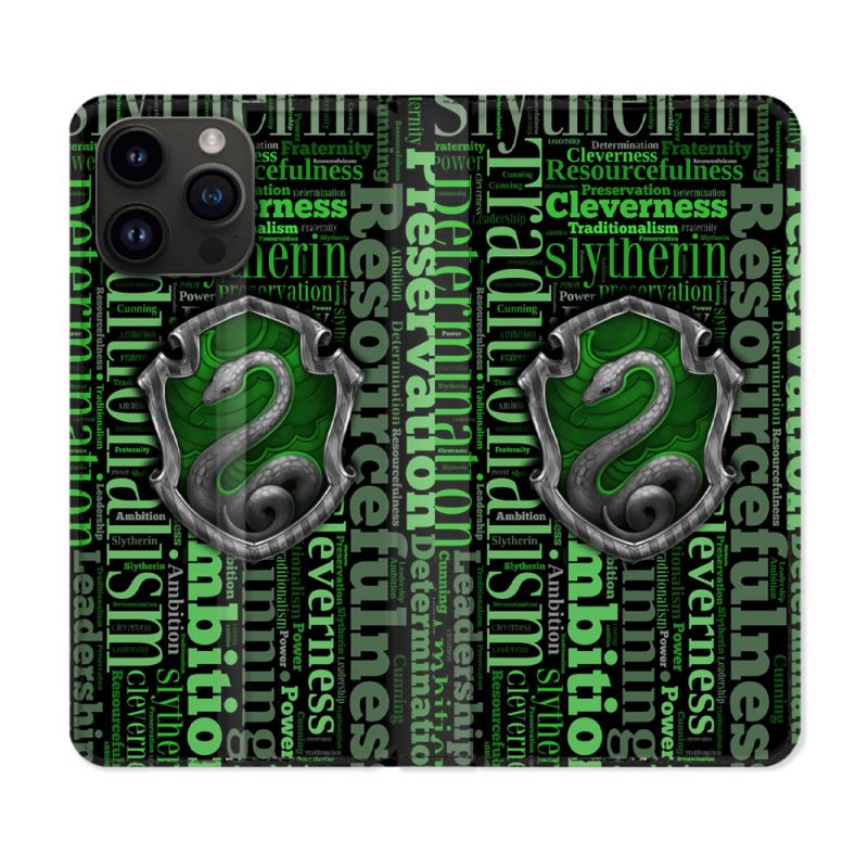 Housse Cuir Portefeuille Pour Iphone 16 Pro Harry Potter Serpentar