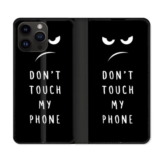Housse Cuir Portefeuille Pour Iphone 16 Pro Humour Don't Touch