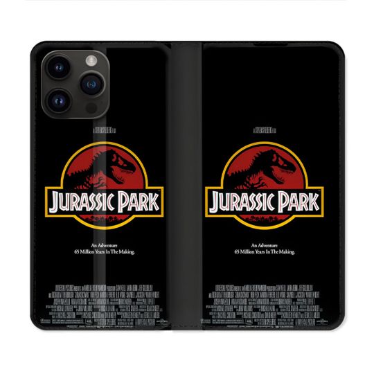 Housse Cuir Portefeuille Pour Iphone 16 Pro Jurassik Park Affiche