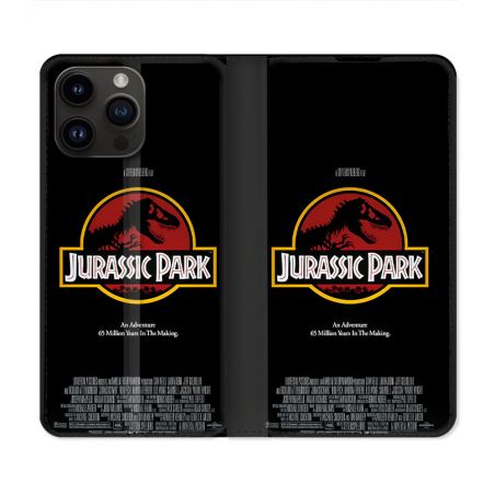Housse Cuir Portefeuille Pour Iphone 16 Pro Jurassik Park Affiche