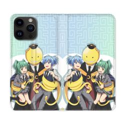 Housse Cuir Portefeuille Pour Iphone 16 Pro Manga Assassination Classroom Kuro Trio