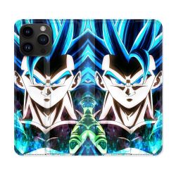 Housse Cuir Portefeuille Pour Iphone 16 Pro Manga Dragon Ball Gogeta Visage