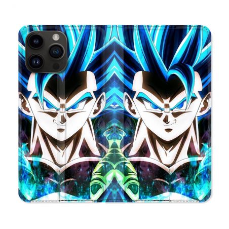 Housse Cuir Portefeuille Pour Iphone 16 Pro Manga Dragon Ball Gogeta Visage