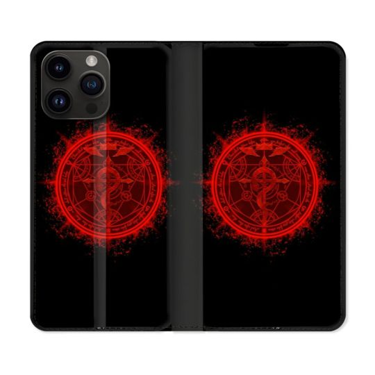 Housse Cuir Portefeuille Pour Iphone 16 Pro Manga Fullmetal Alchemist Logo