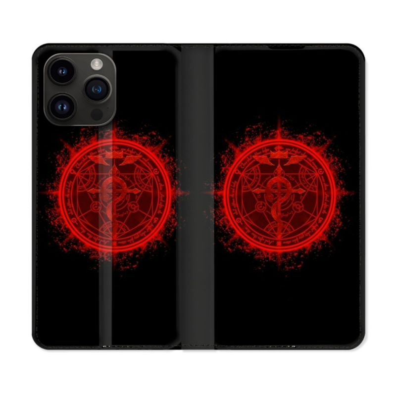 Housse Cuir Portefeuille Pour Iphone 16 Pro Manga Fullmetal Alchemist Logo