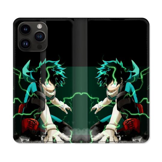 Housse Cuir Portefeuille Pour Iphone 16 Pro Manga My Hero Academia Deku