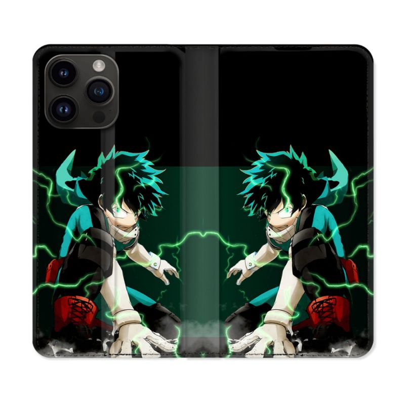 Housse Cuir Portefeuille Pour Iphone 16 Pro Manga My Hero Academia Deku