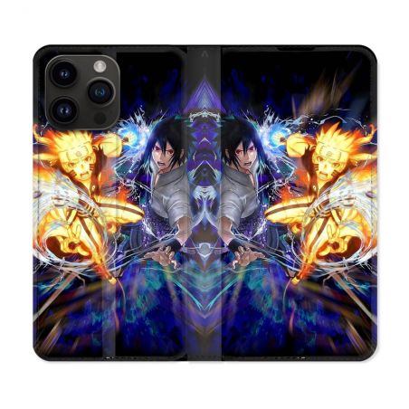 Housse Cuir Portefeuille Pour Iphone 16 Pro Manga Naruto VS