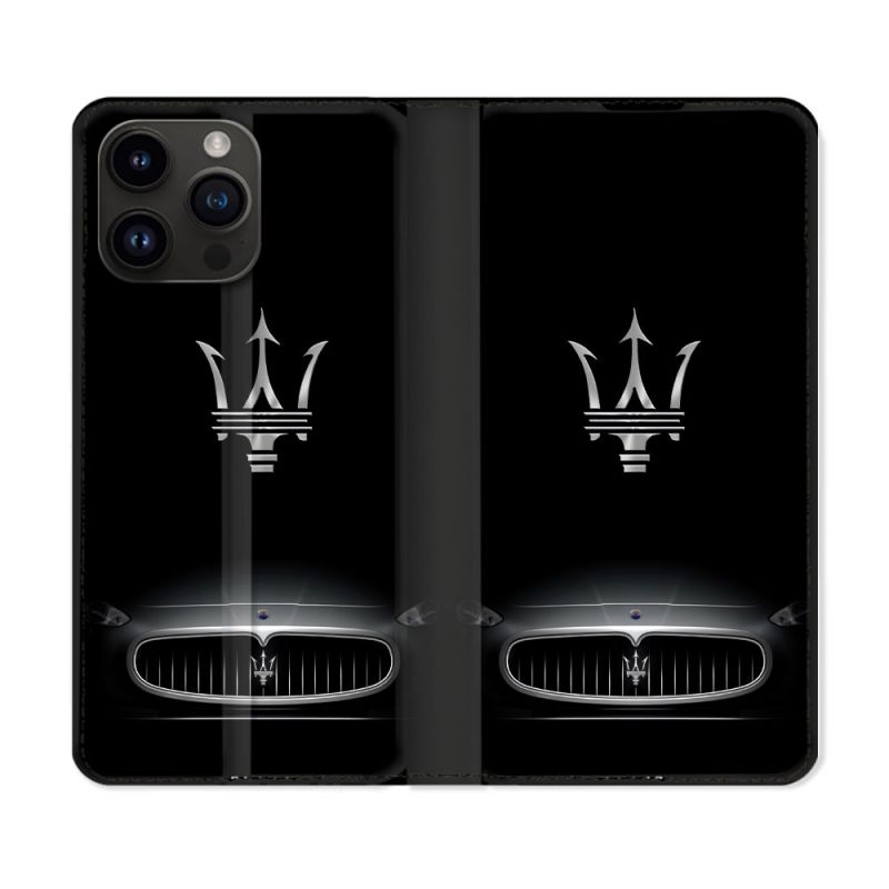 Housse Cuir Portefeuille Pour Iphone 16 Pro Maserati