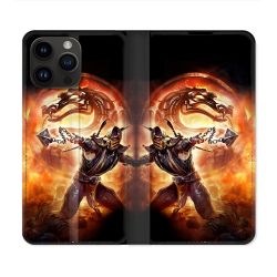 Housse Cuir Portefeuille Pour Iphone 16 Pro Mortal Combat
