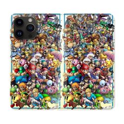 Housse Cuir Portefeuille Pour Iphone 16 Pro Nintendo