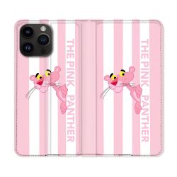 Housse Cuir Portefeuille Pour Iphone 16 Pro Panthere Rose