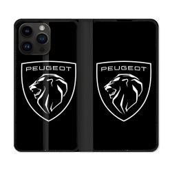 Housse Cuir Portefeuille Pour Iphone 16 Pro Peugeot