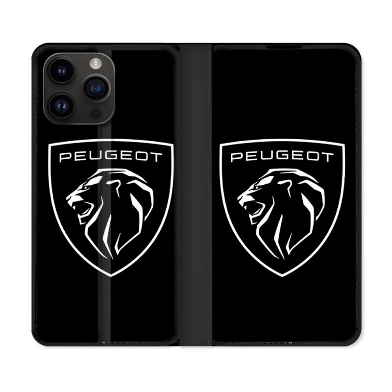 Housse Cuir Portefeuille Pour Iphone 16 Pro Peugeot
