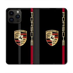 Housse Cuir Portefeuille Pour Iphone 16 Pro Porsche Line