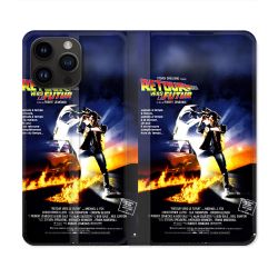 Housse Cuir Portefeuille Pour Iphone 16 Pro Retour Vers Le Futur Affiche