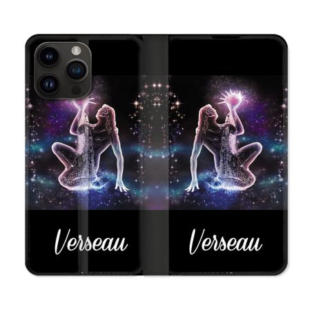 Housse Cuir Portefeuille Pour Iphone 16 Pro Signe Zodiaque 2 Verseau