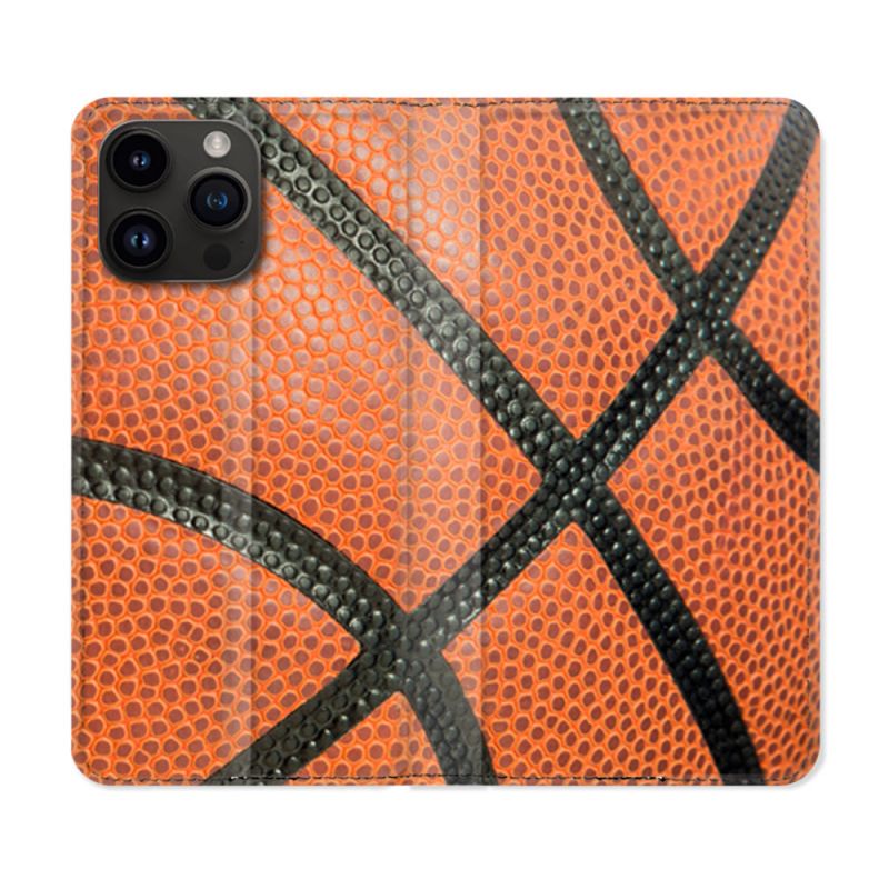 Housse Cuir Portefeuille Pour Iphone 16 Pro Sport Ballon Basket