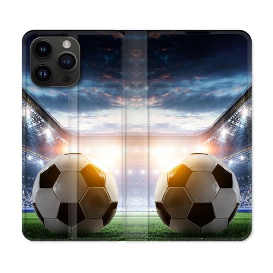 Housse Cuir Portefeuille Pour Iphone 16 Pro Sport Football Stade