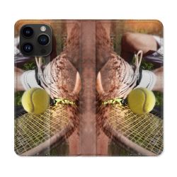 Housse Cuir Portefeuille Pour Iphone 16 Pro Sport Tennis Glissade