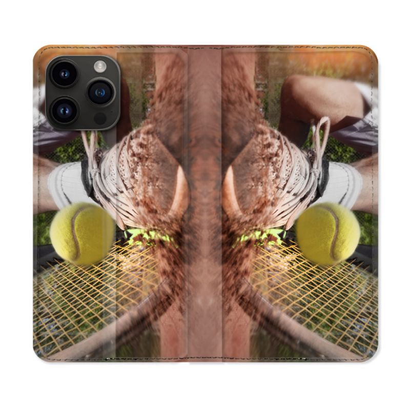 Housse Cuir Portefeuille Pour Iphone 16 Pro Sport Tennis Glissade