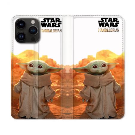 Housse Cuir Portefeuille Pour Iphone 16 Pro Star Wars - Yoda bebe soleil