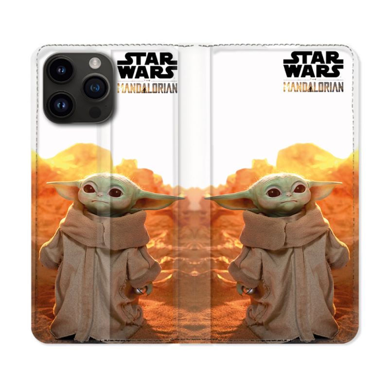 Housse Cuir Portefeuille Pour Iphone 16 Pro Star Wars - Yoda bebe soleil