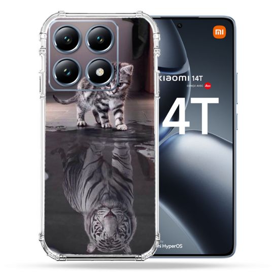 Coque Renforcée Pour Xiaomi 14T Pro Animal Chat Reflet