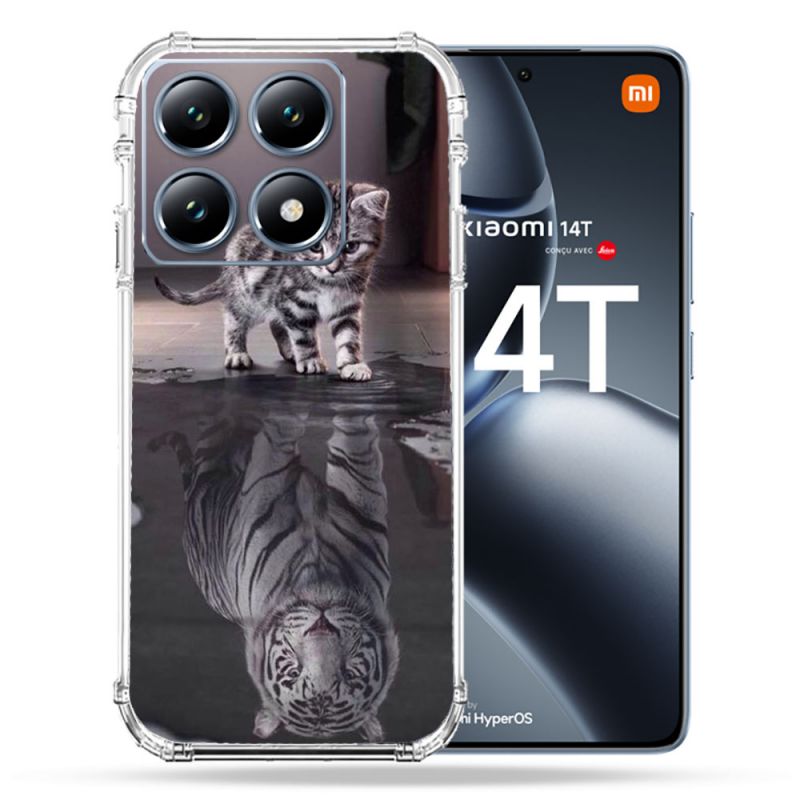 Coque Renforcée Pour Xiaomi 14T Pro Animal Chat Reflet