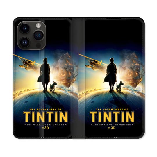 Housse Cuir Portefeuille Pour Iphone 16 Pro Tintin Affiche