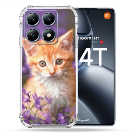 Coque Renforcée Pour Xiaomi 14T Pro Animal Chat Violet