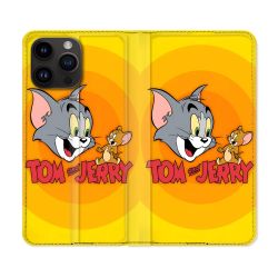 Housse Cuir Portefeuille Pour Iphone 16 Pro Tom Jerry
