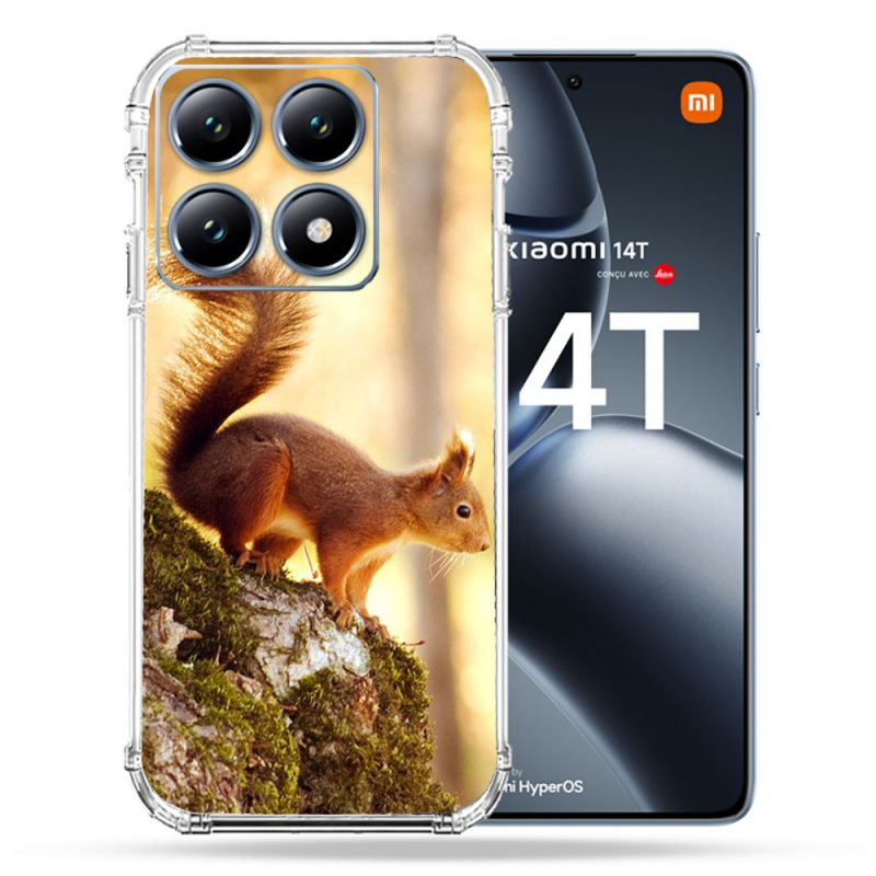 Coque Renforcée Pour Xiaomi 14T Pro Animal Ecureuil Bois