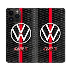 Housse Cuir Portefeuille Pour Iphone 16 Pro Volkwagen Line